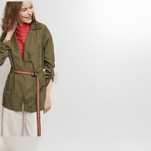 Anthropologie Utility Jacket Size Small Gisborne Obi Trench Anorak Coat in Olive